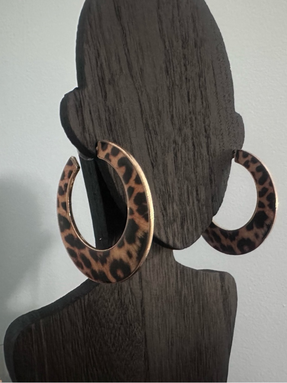 Bundle and save! Leopard Print Crescent Hoop Earrings - Brown